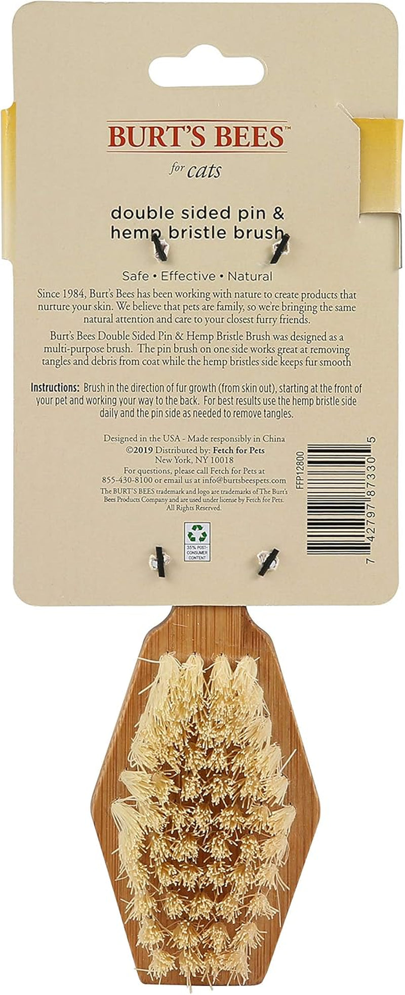 Double Sided Pin & Bristle Brush | Removes Loose Fur & Prevents Matting | Ideal for Daily Cat Grooming