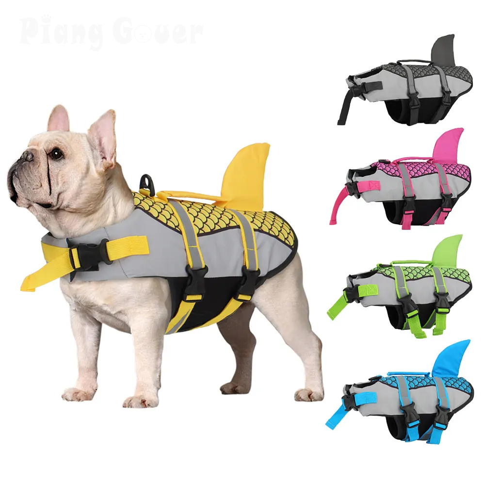 Scales Shark Swim Dog Clothes Pet Life Jacket Vest Harness Pet Swimming Summer Swimwear