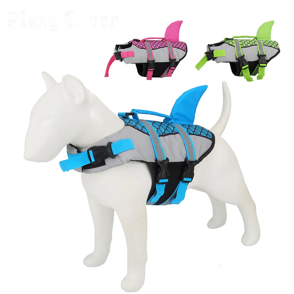 Scales Shark Swim Dog Clothes Pet Life Jacket Vest Harness Pet Swimming Summer Swimwear