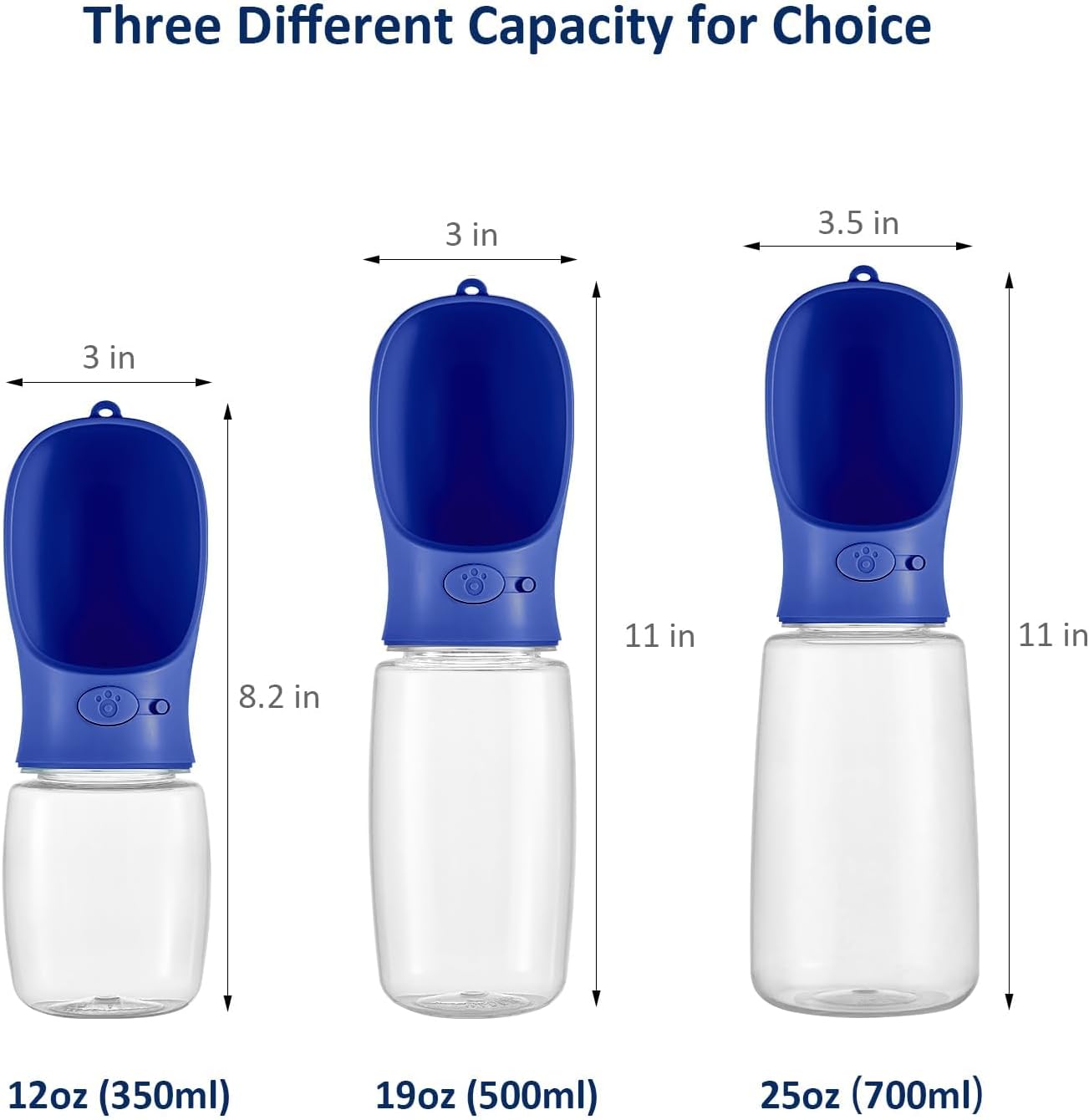 Portable Dog Water Bottle, 19 OZ, Leak Proof Puppy Water Dispenser with Drinking Feeder for Pets Outdoor Walking, Hiking, Travel, Food Grade Plastic