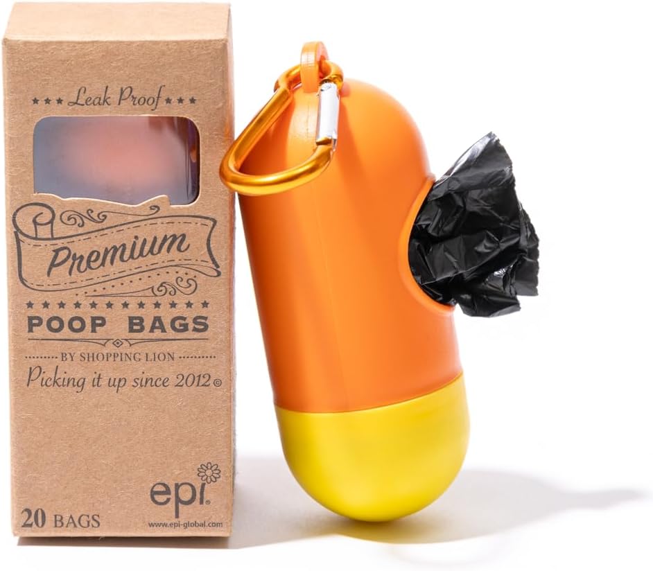 20 Dog Poop Bags with Dispenser and Leash Clip, Guaranteed Leak-Proof, Extra Thick and Strong Poop Bags for Dogs, Pet Waste Bags Made with EPI Technology