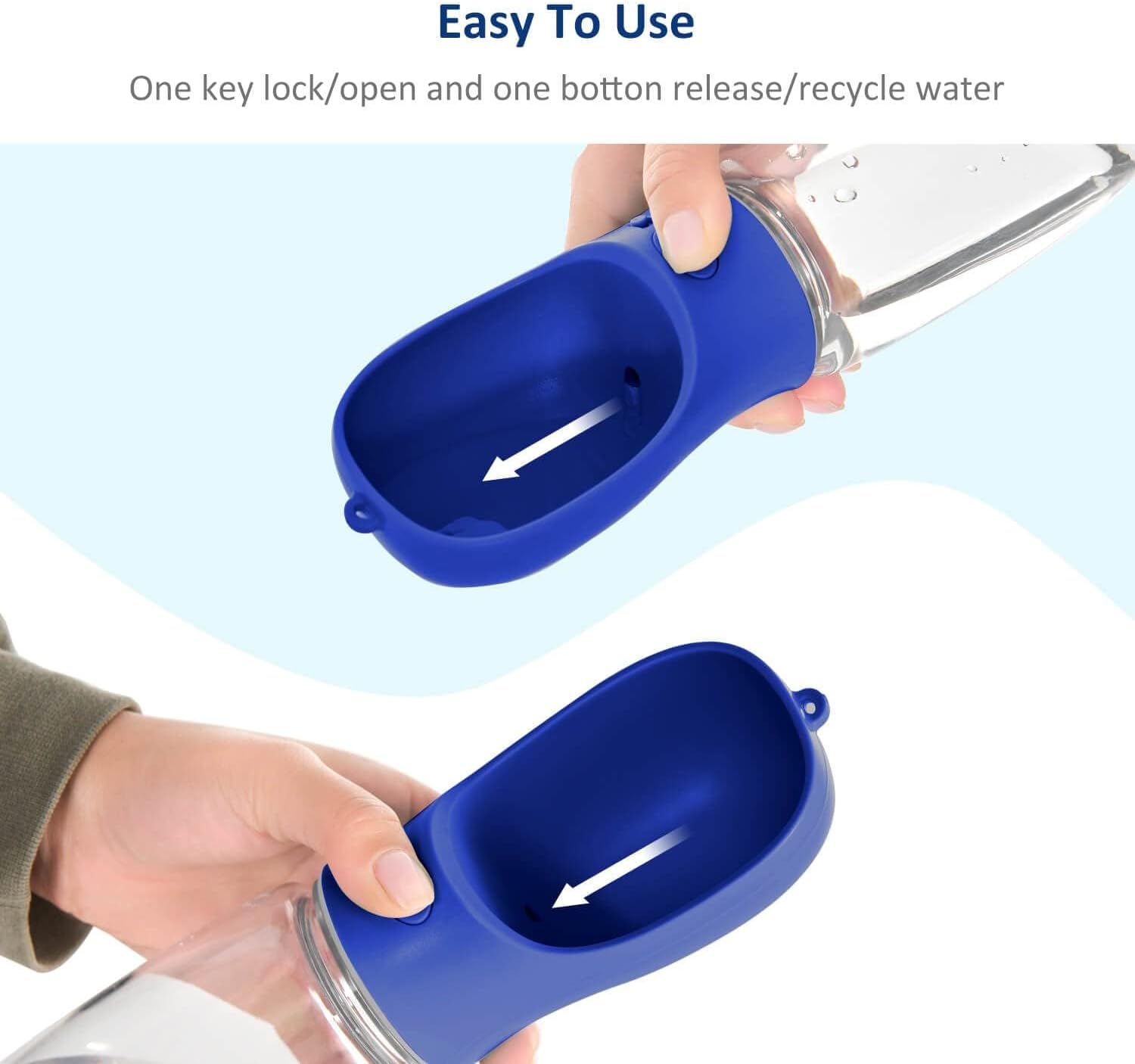 Portable Dog Water Bottle, 19 OZ, Leak Proof Puppy Water Dispenser with Drinking Feeder for Pets Outdoor Walking, Hiking, Travel, Food Grade Plastic