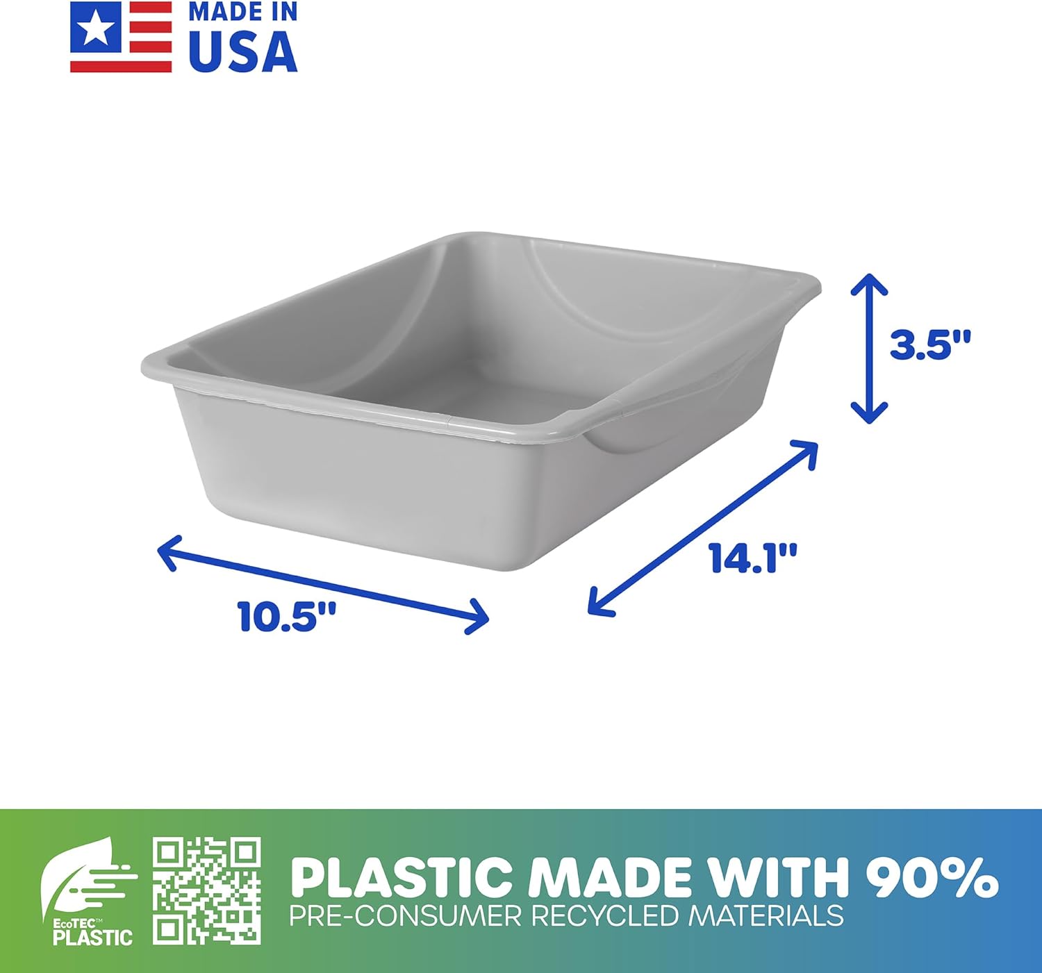 Litter Pan, Blue/Gray, Small, Made in USA