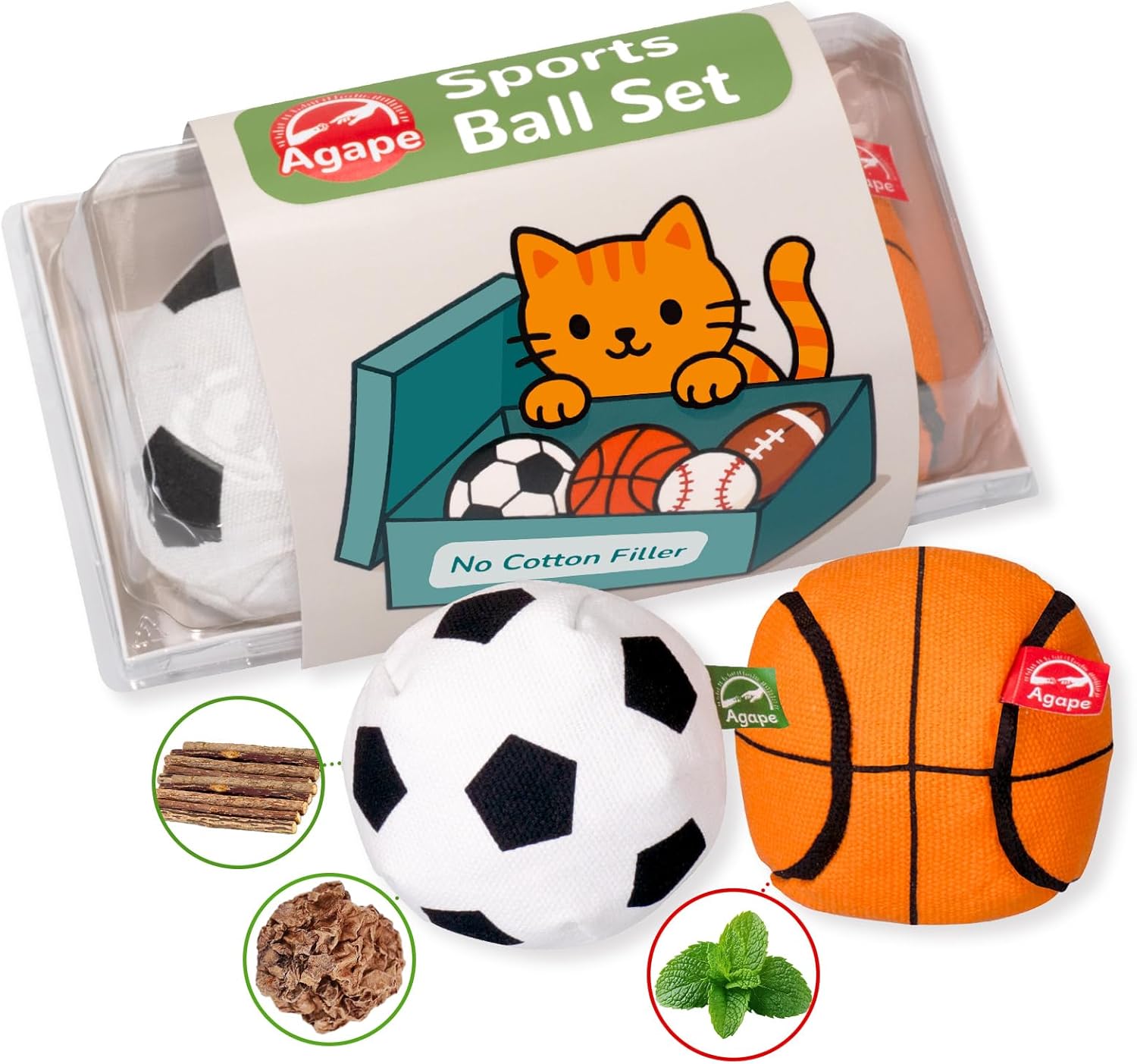 100% Catnip & Silvervine Filled Cat Toys, Interactive Chew & Kicker Balls for Indoor Cats, Enrichment and Teeth Cleaning Fun for Bored Cats and Kittens, 2 Pack Natural Crinkle Cat Toy with Sound