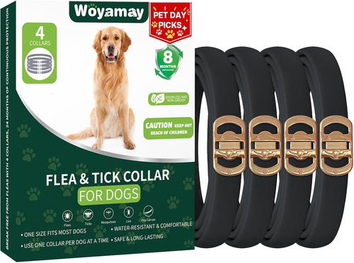 4 Pack Flea Collar for Dogs, Flea and Tick Prevention for Dogs, 32 Months Dog Flea and Tick Treatment, Adjustable Dog Flea Collars, Dog Flea Treatment Collar, Flea Treatment for Dogs, Black