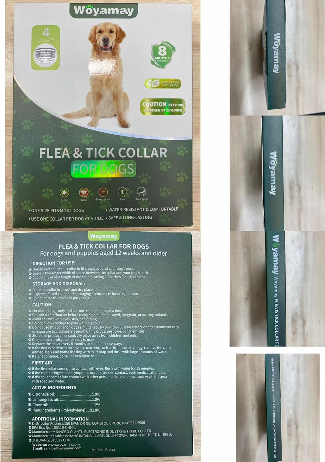 4 Pack Flea Collar for Dogs, Flea and Tick Prevention for Dogs, 32 Months Dog Flea and Tick Treatment, Adjustable Dog Flea Collars, Dog Flea Treatment Collar, Flea Treatment for Dogs, Black
