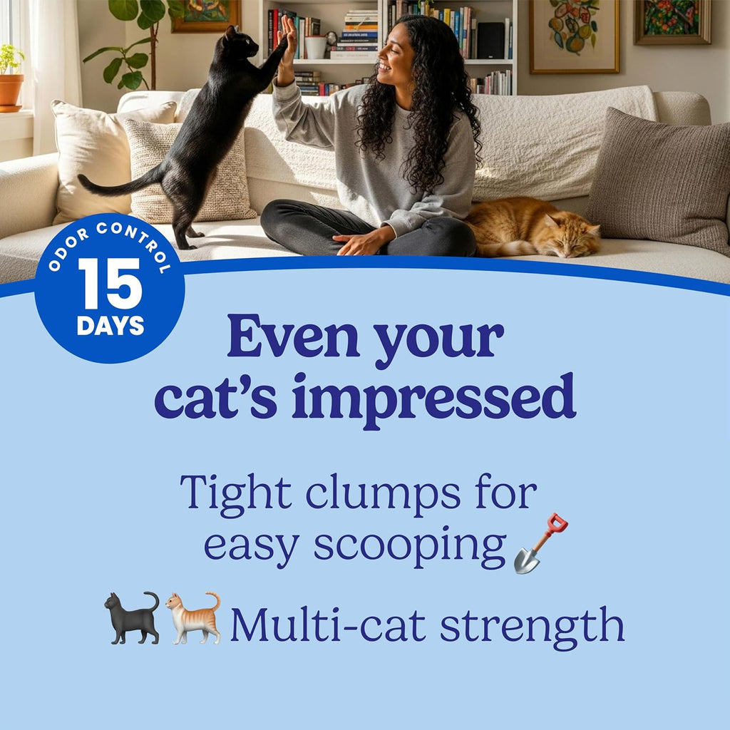 Extreme Multi Cat Clumping Litter with Febreze Freshness, Low Dust, Odor Control with Ammonia Block Tech, Compatible in Automatic Litter Boxes, 14 Lb. Box