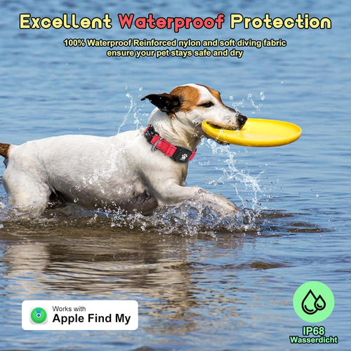 GPS Dog Collar Tracker 2-In-1,Reflective Waterproof Pet Collar,Ios-Only,No Monthly Fees,Unlimited Range,Dog Tracking Collar Pet Tracker,For Small Medium Large Dogs(L (16.6"-24"), Red)