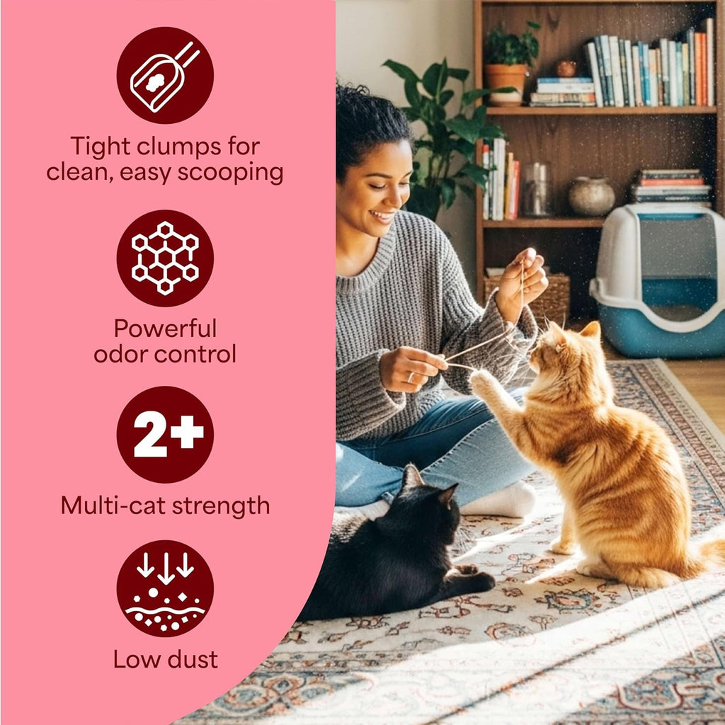 Extreme Multi Cat Clumping Litter with Febreze Freshness, Low Dust, Odor Control with Ammonia Block Tech, Compatible in Automatic Litter Boxes, 14 Lb. Box