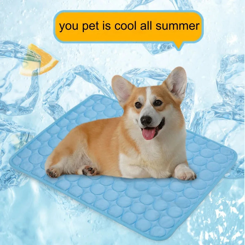 Pet Cooling Mats Dog Cartoon Ice Silk Summer Cooling Pet Bed Rectangle Sofa Mat Breathable Non-Slip Anti-Bite Luxury Modern