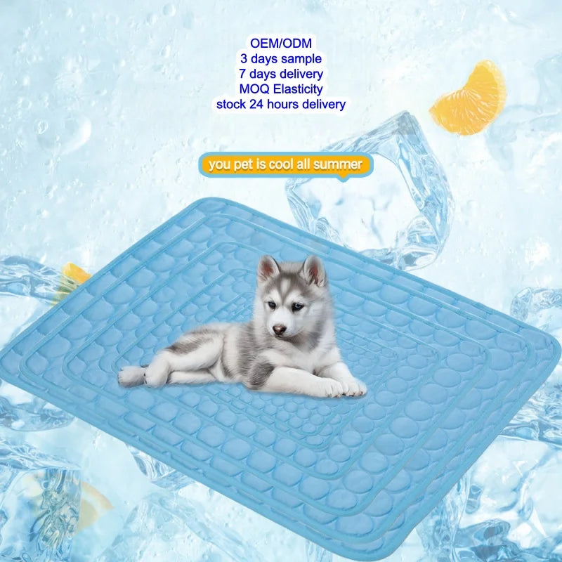 Pet Cooling Mats Dog Cartoon Ice Silk Summer Cooling Pet Bed Rectangle Sofa Mat Breathable Non-Slip Anti-Bite Luxury Modern